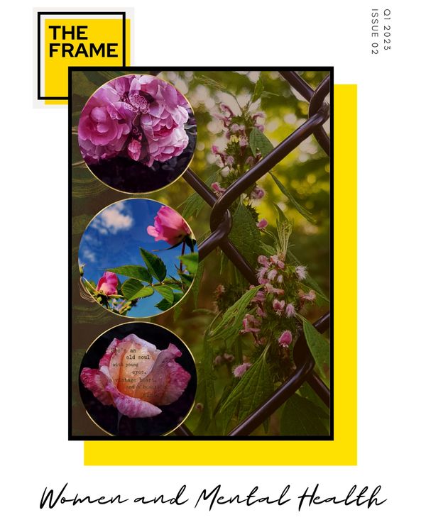 Magazine cover titled 'Women and Mental Health' with floral images.