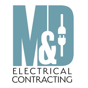 Logo for M&amp;D Electrical Contracting featuring a plug and socket design.