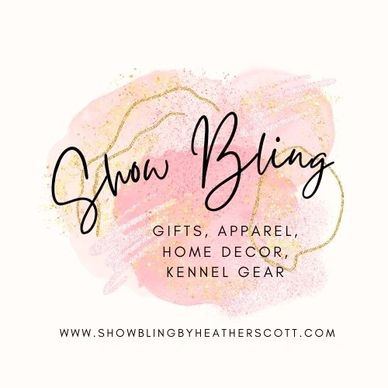 Elegant logo for Show Bling, featuring gifts, apparel, home decor, and kennel gear.