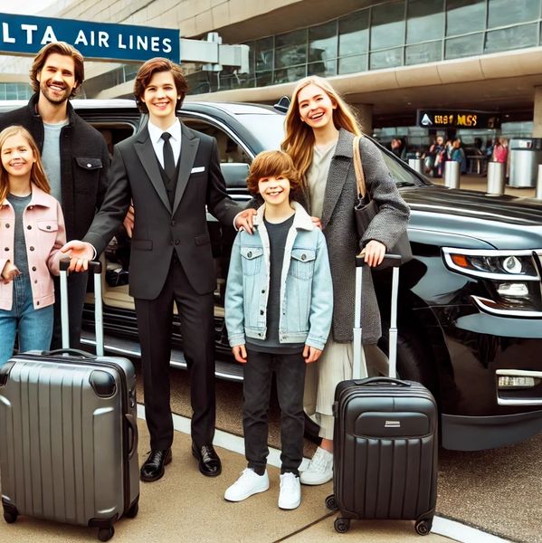 Family dropped off at MSP airport by SUV car service by ReliaCar Transportation. MSP is a major hub 