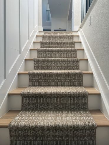 Carpeted stairs in a modern home.