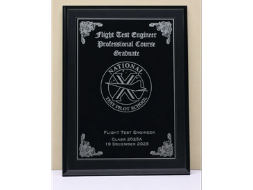 Flight Test Engineer Professional Course Graduate plaque.