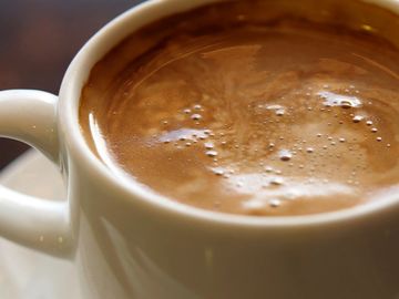 Expresso and evaporated milk topped with espumita (espresso and sugar foam). 