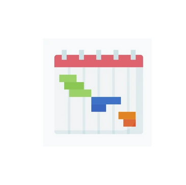 Illustration of a Gantt chart with color-coded task bars.