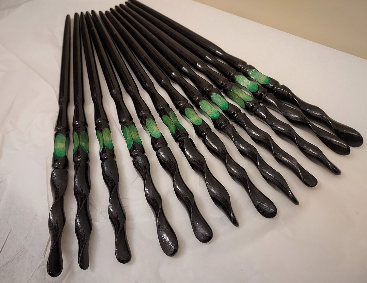 12 inch Birch Wand Black and Green