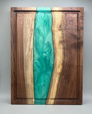 Walnut River Board - Turquoise Pigment