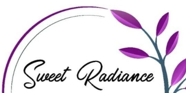 Sweet Radiance logo with purple leaves.