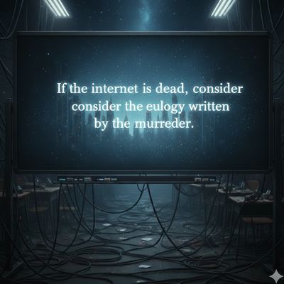 AI SLOP generated image "If the internet is dead, consider this the eulogy written by the murderer."