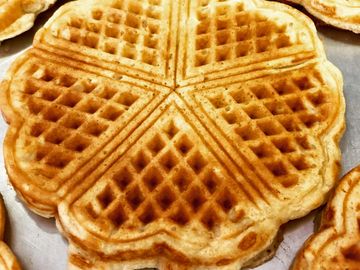 Norwegian Heart Waffle.  5 hearts make up this slim delicious waffle.