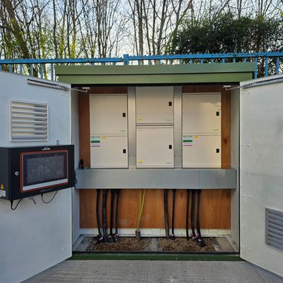 Industrial electrical control panel installation with switchgear and cabling