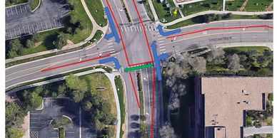 Aerial photo of a street intersection