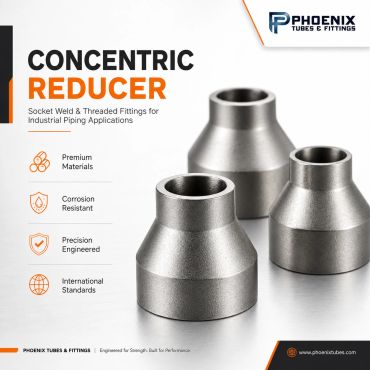 Concentric reducers for industrial piping by Phoenix Tubes &amp; Fittings.