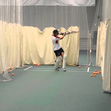 Batter in cricket nets. Local to Banbury, cricket club.