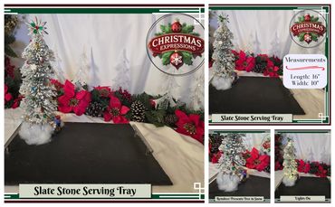 Slate Stone Serving Tray with light up Tree and Beautiful Reindeer