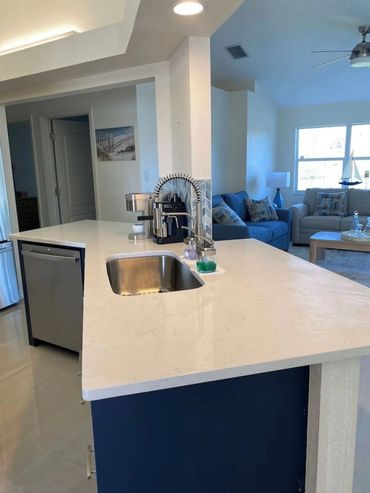 The newly renovated kitchen includes all the necessary amenities to make your stay very comfortable.
