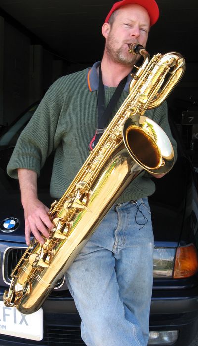 Tim Berger with a saxophone