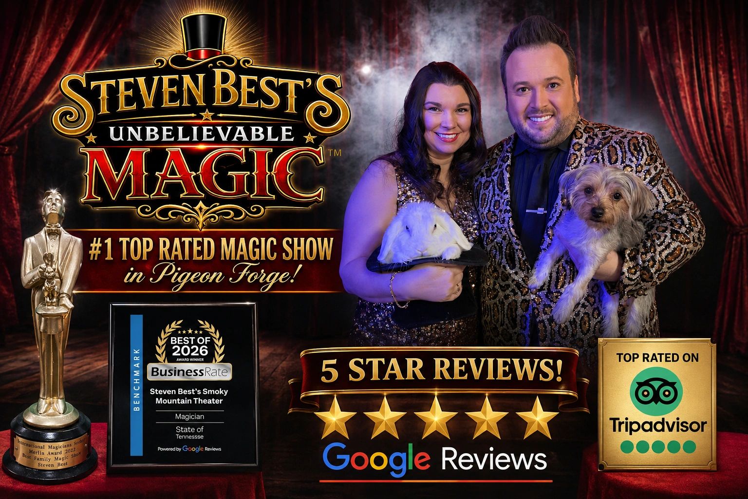 Best magic show in pigeon Forge top rated family friendly magic show Smoky Mountains Sevierville