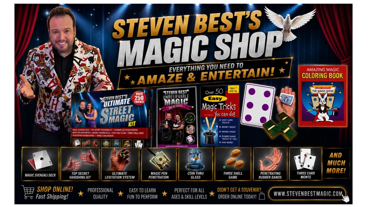 Steven Best magic show and online magic store pigeon forge souvenirs 
