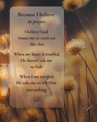 Field of soft yellow flowers, with a poem believing in the power of prayer, and talking with God