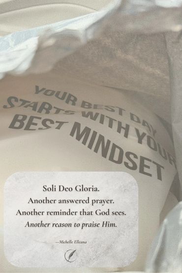 Soft cream-toned photograph reads, “Your Best Day Starts With Your Best Mindset.”