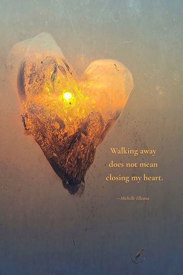 A heart-shaped patch of ice glowing—a reflection on walking away without losing tenderness.