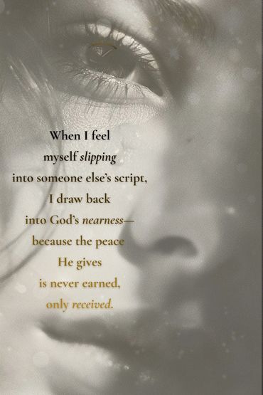 Soft grayscale portrait; a poem about releasing control, returning to God’s nearness receiving peace