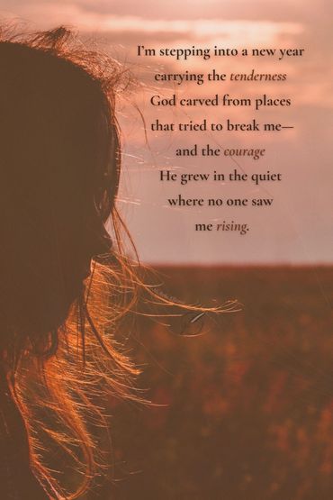 Silhouette of woman at sunrise; poem about stepping into a brand new year with God leading