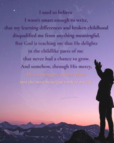 A starlit sky, a silhouette of a woman with, hands outstretched, giving thanks to God for His love