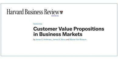 James C. Anderson
Harvard Business Review
Customer Value Proposition
Business markets
B2B marketing