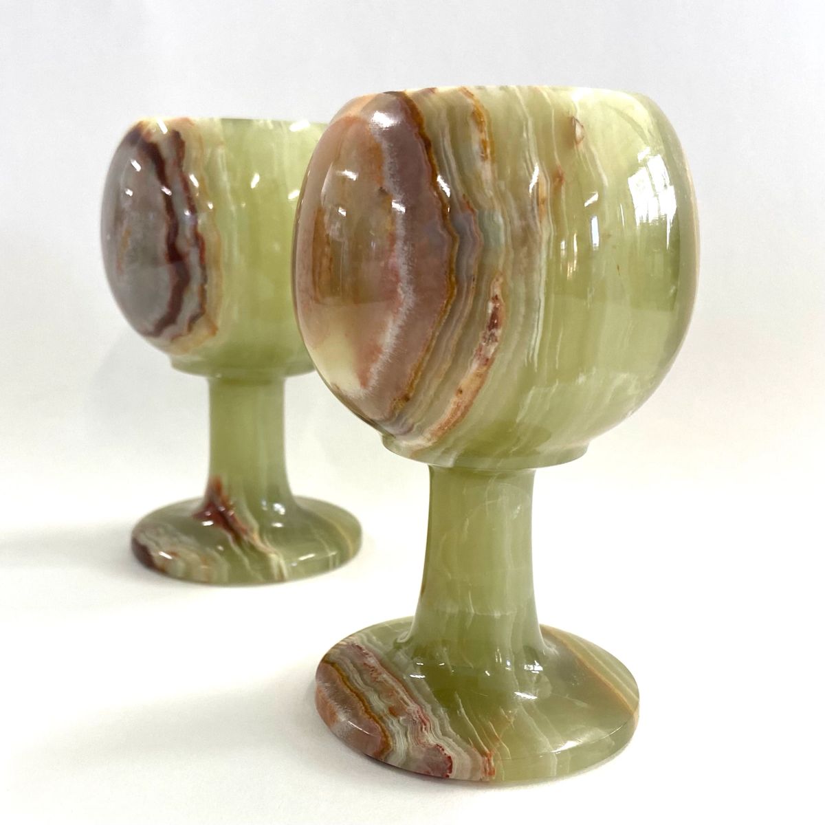 Onyx Stone Wine Goblets Set of Two