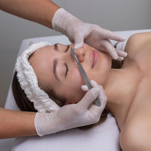 female receiving dermaplane
