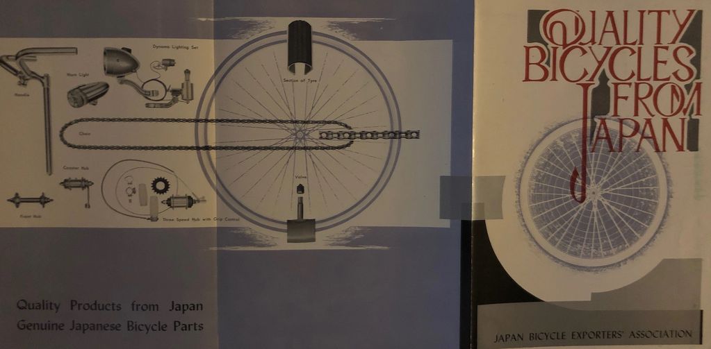 Brochure cover and backcover with bicycle parts.