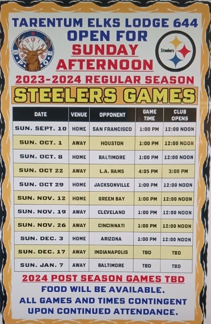 Printable 2023-2024 Pittsburgh Steelers Schedule