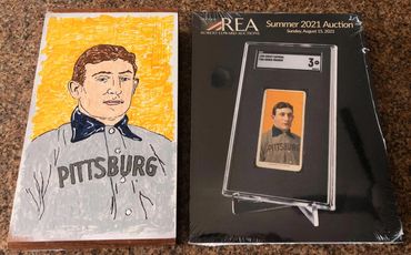 Acrylic painting of Honus Wagner on cigar box