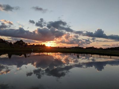 Sunset over the pond at SonnyDaze Ranch in East Concord, NY
