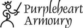 Logo for Purpleheart Armoury with stylized knight figure.
