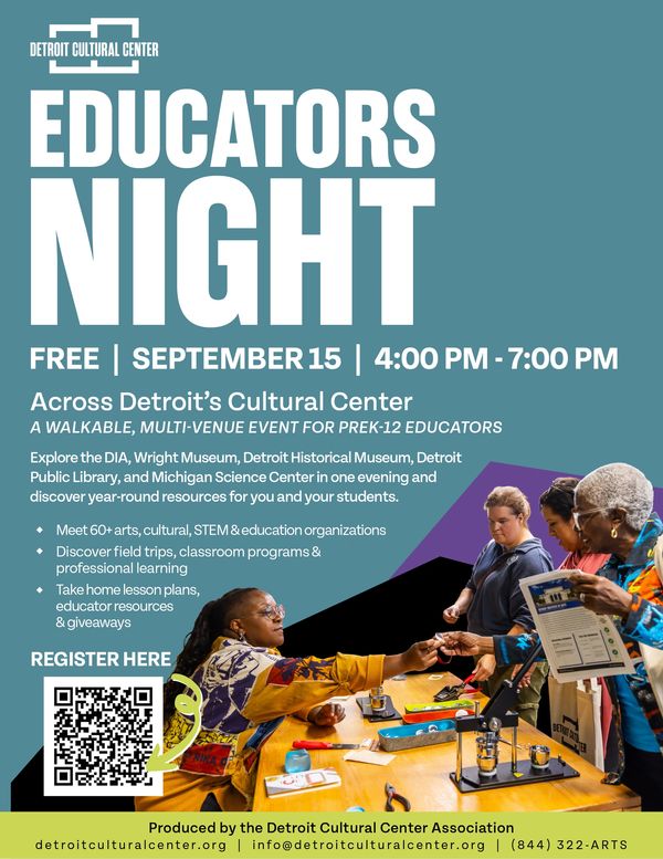 Flyer for Detroit Cultural Center Educators Night.