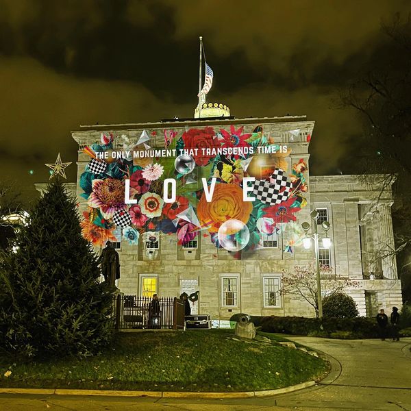 Projection mapping of the North Carolina state capitol building by New Media Artist, Robin Vuchnich