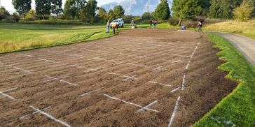 Tee box levelling lines on a golf course tee.