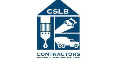 CSLB Contractors logo with paintbrush and construction vehicles.
