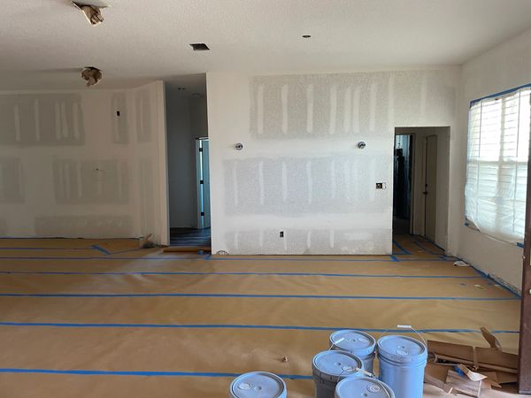 Drywall texture preparation, flooring protection during construction