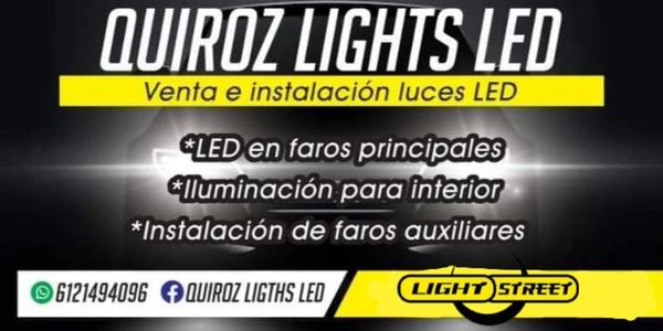 Advertisement for Quiroz Lights LED offering LED light sales and installation services.