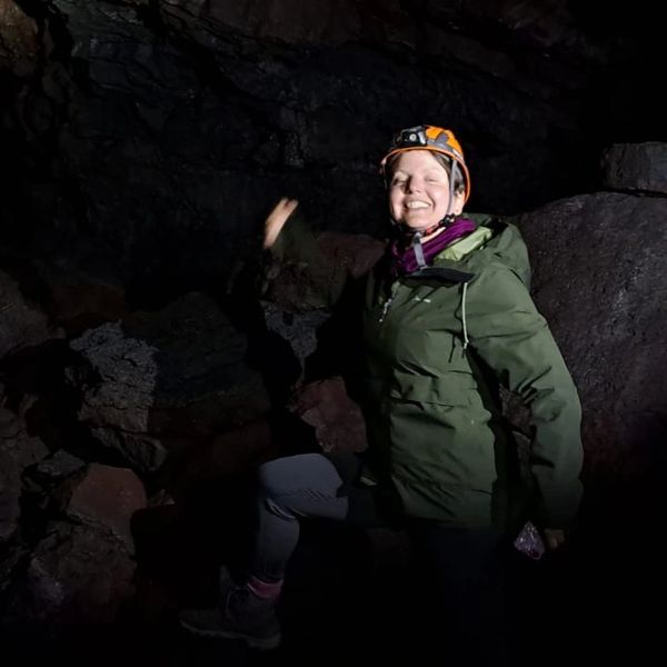 Women caving in a cave