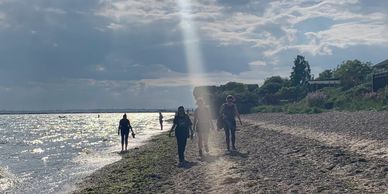 Women on a coastal walk in england