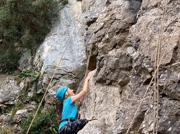 Female climbing outdoors
