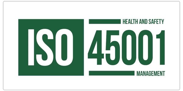ISO 45001 certification logo for health and safety management.