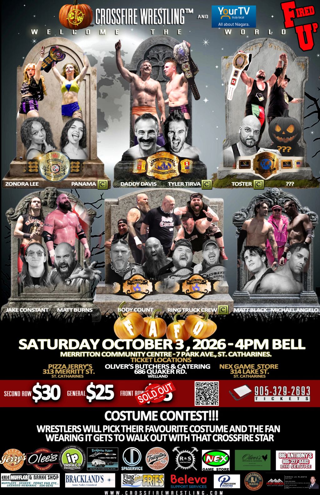 Crossfire Wrestling event poster for October 3, 2026.