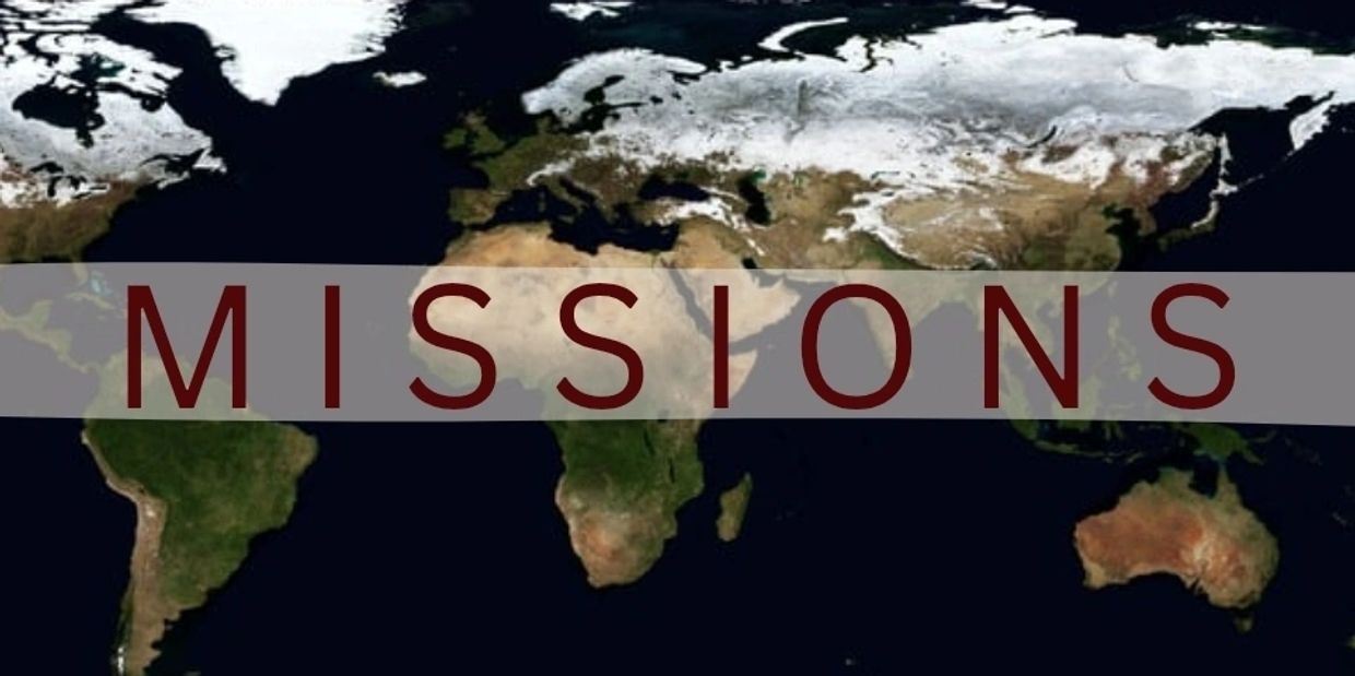 World map with the word 'MISSIONS' overlaid in large letters.