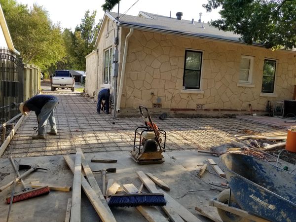 driveway patio replacement prep rebar limestone base installation