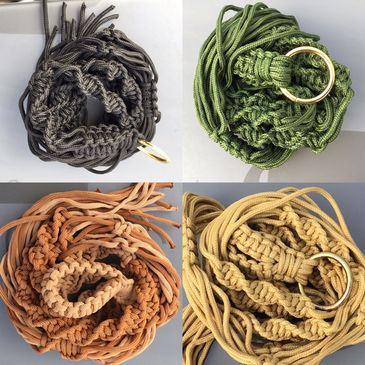 Green macrame. Black macrame. Natural macrame. Succulent hanging basket ideas. Sedum. Sempervivum. 